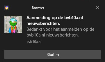 Melding: Aanmelding op de bvb10a.nl nieuwsbrieven.
